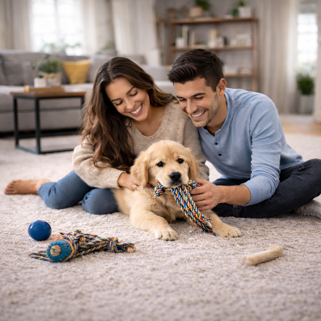 Carpet samples shown in a home setting