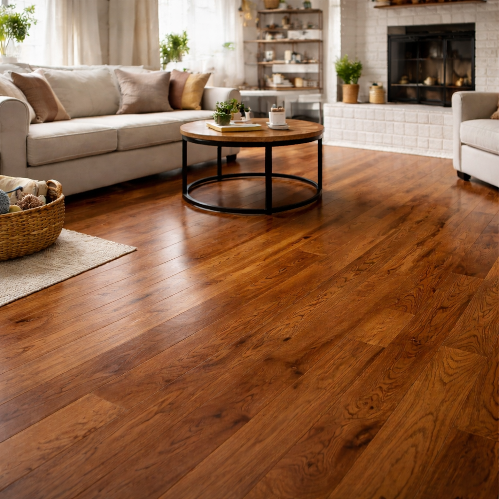 Hardwood flooring installed in a residential living space